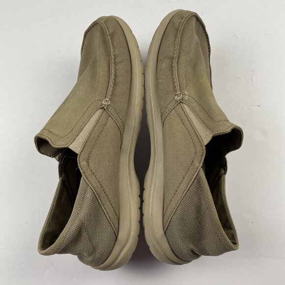 Crocs Santa Cruz Canvas Shoes Mens Size 12 Casual Slip On Loafer Tan Comfort - Picture 4 of 9